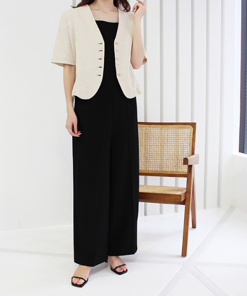 MODE ROBE（モードローブ）の「キャミサロペット（サロペット/オーバーオール・レディース・ブラック/アイボリー・FREE）」の3枚目の写真