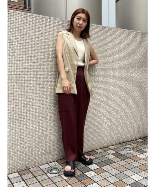 MOUSSY（マウジー）の「SATIN GATHER パンツ（その他パンツ・レディース・キナリ/ダークブラウン/ライム・2/1）」の10枚目の写真