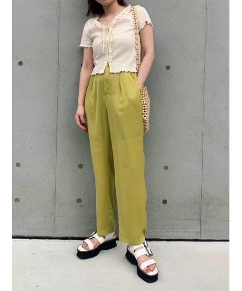 MOUSSY（マウジー）の「SATIN GATHER パンツ（その他パンツ・レディース・キナリ/ダークブラウン/ライム・2/1）」の21枚目の写真