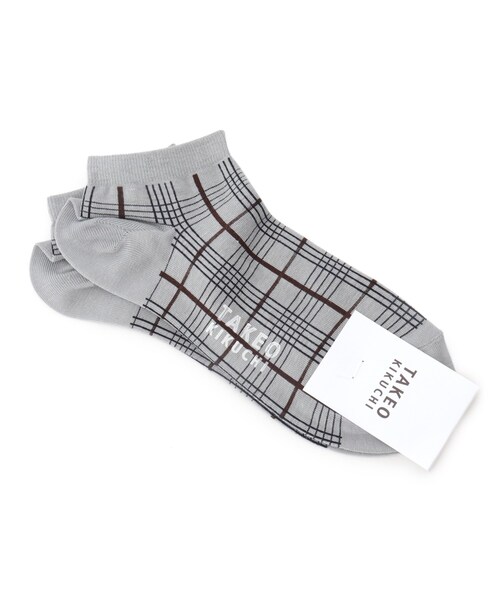 TAKEO KIKUCHI（タケオキクチ）の「◆チェック アンクルソックス（ソックス/靴下・メンズ・グレー系1/キャメル/ネイビー系1・00）」の6枚目の写真