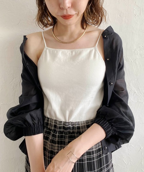 CAPRICIEUX LE'MAGE（カプリシューレマージュ）の「アメスリパット付キャミ（キャミソール・レディース・グレイッシュベージュ/ホワイト/ブラック・FREE）」の2枚目の写真