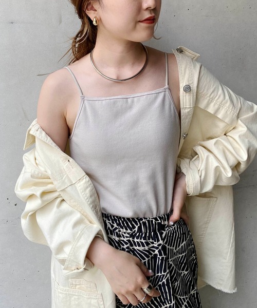 CAPRICIEUX LE'MAGE（カプリシューレマージュ）の「アメスリパット付キャミ（キャミソール・レディース・グレイッシュベージュ/ホワイト/ブラック・FREE）」の13枚目の写真