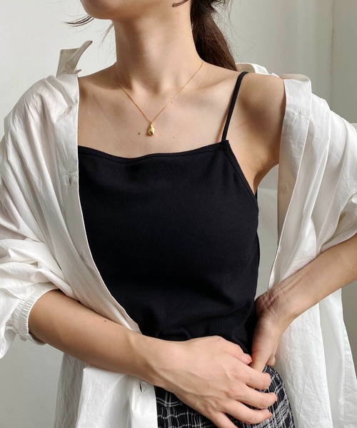 CAPRICIEUX LE'MAGE（カプリシューレマージュ）の「アメスリパット付キャミ（キャミソール・レディース・グレイッシュベージュ/ホワイト/ブラック・FREE）」の16枚目の写真
