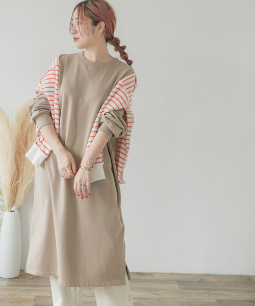 ITEMS URBANRESEARCH(アイテムズ アーバンリサーチ)の「ボリュームスウェットワンピース(ワンピース・レディース・その他2/その他1/ベージュ・FREE)」の4枚目の写真