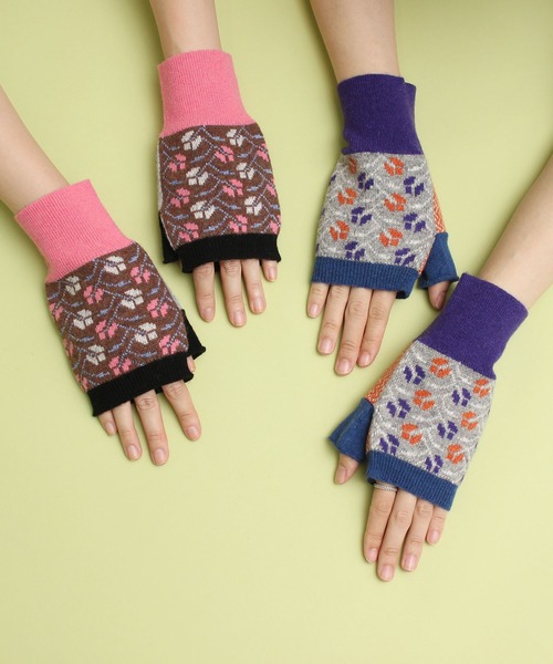didizizi（ディディジジ）の「お花　ハンドウォーマー（手袋・レディース・ブラウン/グレー・FREE）」の7枚目の写真