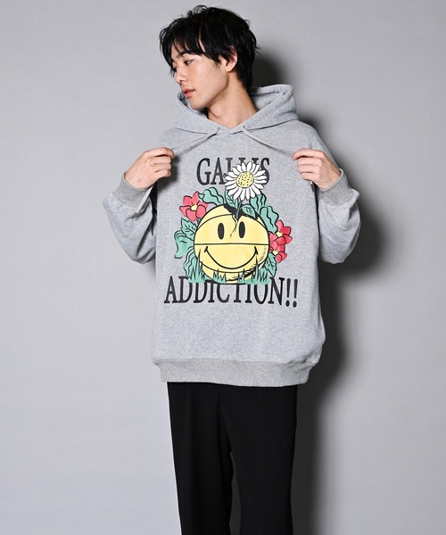 GALLIS ADDICTION(ガリスアディクション)の「GA×SMILEY-FACE BASKETBALL HOODIE/スマイリーフェイス パーカー(パーカー・メンズ・ブラック/グレー・M/L)」の20枚目の写真