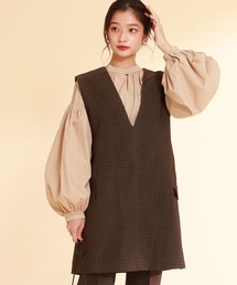 Ray BEAMS | Ray BEAMS / チドリ ジャカード Vネック ノースリーブ ワンピース(ワンピース)