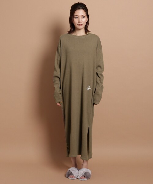 洗える リブtシャツロングワンピース