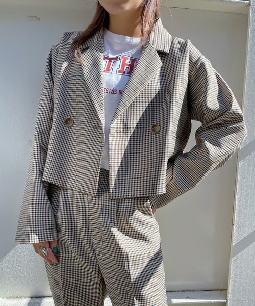 WEGO（ウィゴー）の「WEGO/ショートテーラードジャケット（テーラードジャケット・レディース・ベージュ系その他2/ブラウン/ブラック系その他/ブラック・FREE）」の6枚目の写真