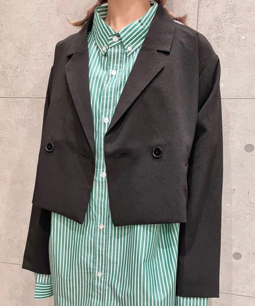 WEGO（ウィゴー）の「WEGO/ショートテーラードジャケット（テーラードジャケット・レディース・ベージュ系その他2/ブラウン/ブラック系その他/ブラック・FREE）」の12枚目の写真