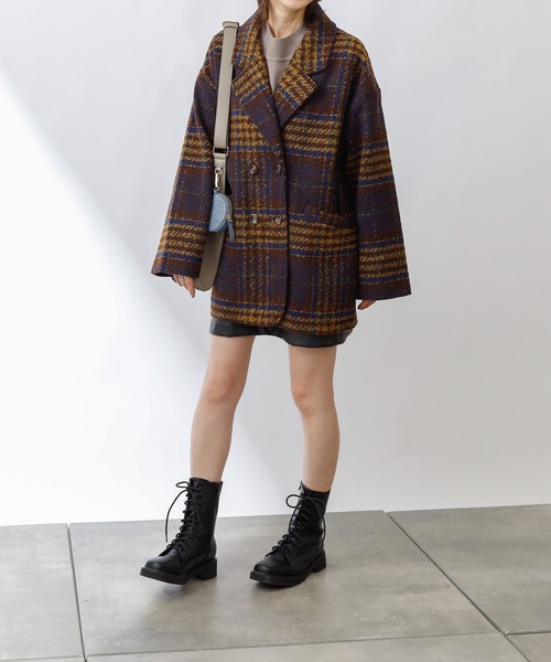 COLONY 2139（コロニートゥーワンスリーナイン）の「ツイードチェックジャケット/Pコート（ピーコート・レディース・ネイビー/ブラウン・LARGE/MEDIUM）」の20枚目の写真