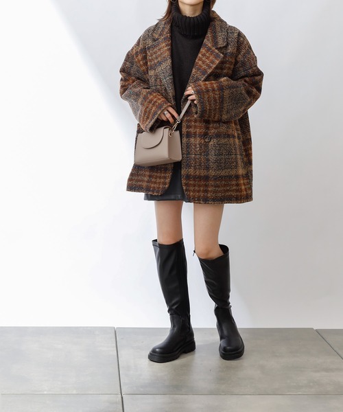 COLONY 2139（コロニートゥーワンスリーナイン）の「ツイードチェックジャケット/Pコート（ピーコート・レディース・ネイビー/ブラウン・LARGE/MEDIUM）」の19枚目の写真