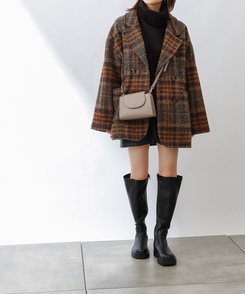 COLONY 2139（コロニートゥーワンスリーナイン）の「ツイードチェックジャケット/Pコート（ピーコート・レディース・ネイビー/ブラウン・LARGE/MEDIUM）」の7枚目の写真