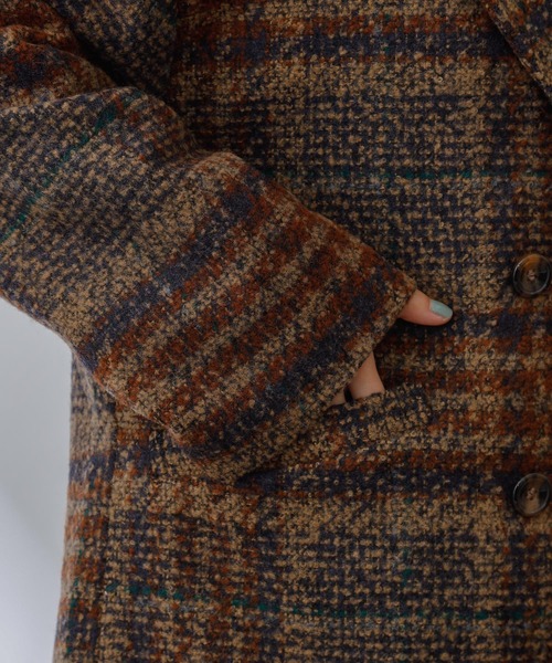 COLONY 2139（コロニートゥーワンスリーナイン）の「ツイードチェックジャケット/Pコート（ピーコート・レディース・ネイビー/ブラウン・LARGE/MEDIUM）」の21枚目の写真