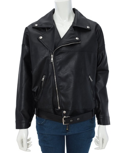 【値下げ今期完売品】新品未使用/レザーライダースジャケット 黒 フェイクレザーライダースジャケット（ライダースジャケット）｜fifth