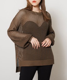 Newlyme | メッシュ編みオーバーサイズニットトップス(ニット/セーター)