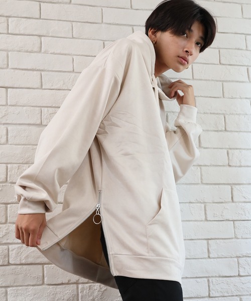 ALWAYS GOOD TIME（オルウェイズグッドタイム）の「【OVAL DICE/オーバルダイス】フェイクスウェード サイドジップ ビッグシルエット プルパーカー（パーカー・メンズ・ライトベージュ/ブラウン/グレイッシュブルー/ブラック・L/M/S/LL）」の3枚目の写真