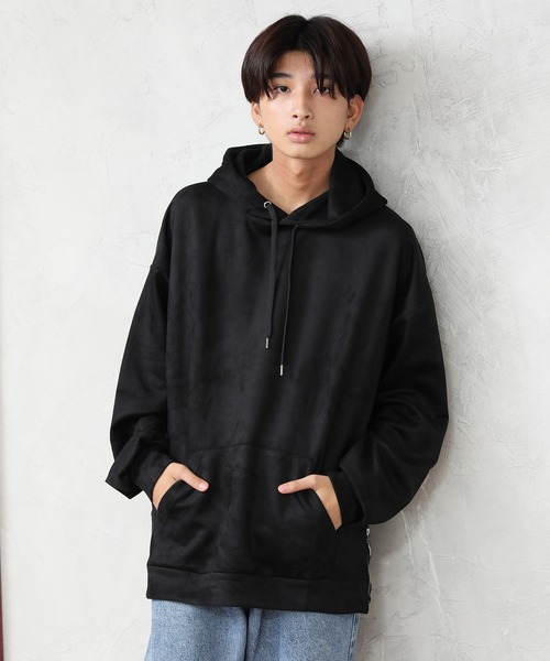 ALWAYS GOOD TIME（オルウェイズグッドタイム）の「【OVAL DICE/オーバルダイス】フェイクスウェード サイドジップ ビッグシルエット プルパーカー（パーカー・メンズ・ライトベージュ/ブラウン/グレイッシュブルー/ブラック・L/M/S/LL）」の10枚目の写真