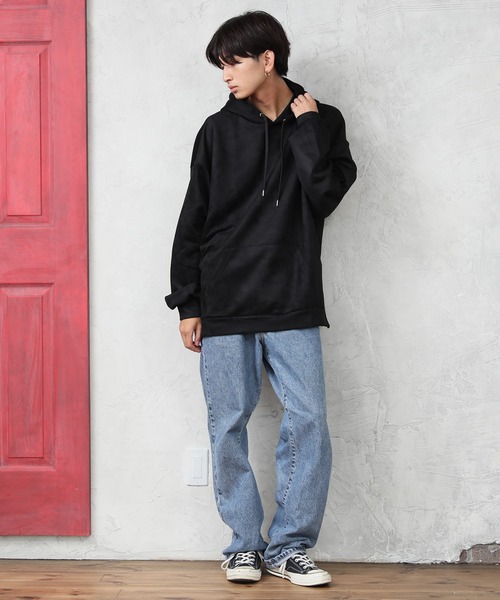 ALWAYS GOOD TIME（オルウェイズグッドタイム）の「【OVAL DICE/オーバルダイス】フェイクスウェード サイドジップ ビッグシルエット プルパーカー（パーカー・メンズ・ライトベージュ/ブラウン/グレイッシュブルー/ブラック・L/M/S/LL）」の8枚目の写真