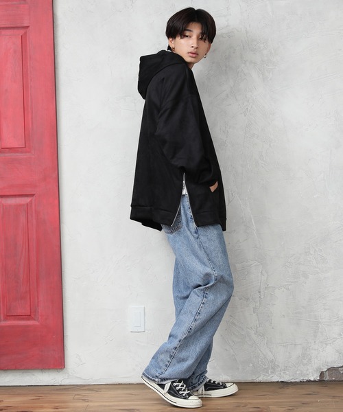 ALWAYS GOOD TIME（オルウェイズグッドタイム）の「【OVAL DICE/オーバルダイス】フェイクスウェード サイドジップ ビッグシルエット プルパーカー（パーカー・メンズ・ライトベージュ/ブラウン/グレイッシュブルー/ブラック・L/M/S/LL）」の9枚目の写真