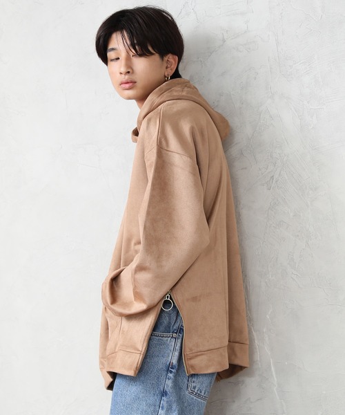 ALWAYS GOOD TIME（オルウェイズグッドタイム）の「【OVAL DICE/オーバルダイス】フェイクスウェード サイドジップ ビッグシルエット プルパーカー（パーカー・メンズ・ライトベージュ/ブラウン/グレイッシュブルー/ブラック・L/M/S/LL）」の14枚目の写真