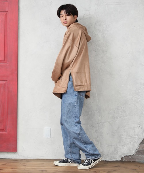 ALWAYS GOOD TIME（オルウェイズグッドタイム）の「【OVAL DICE/オーバルダイス】フェイクスウェード サイドジップ ビッグシルエット プルパーカー（パーカー・メンズ・ライトベージュ/ブラウン/グレイッシュブルー/ブラック・L/M/S/LL）」の13枚目の写真