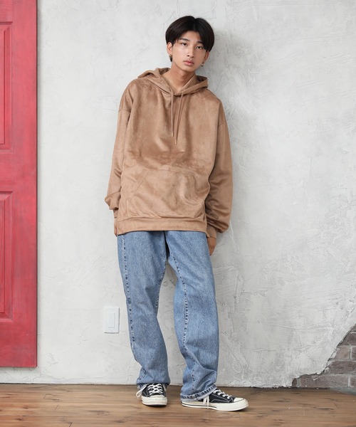 ALWAYS GOOD TIME（オルウェイズグッドタイム）の「【OVAL DICE/オーバルダイス】フェイクスウェード サイドジップ ビッグシルエット プルパーカー（パーカー・メンズ・ライトベージュ/ブラウン/グレイッシュブルー/ブラック・L/M/S/LL）」の12枚目の写真