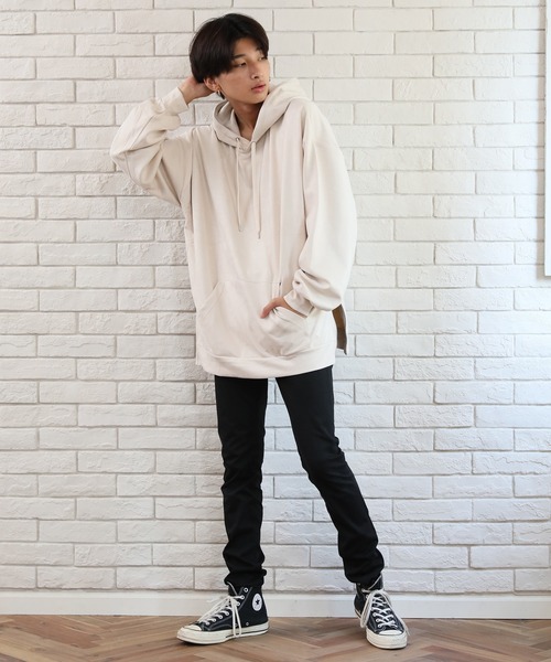 ALWAYS GOOD TIME（オルウェイズグッドタイム）の「【OVAL DICE/オーバルダイス】フェイクスウェード サイドジップ ビッグシルエット プルパーカー（パーカー・メンズ・ライトベージュ/ブラウン/グレイッシュブルー/ブラック・L/M/S/LL）」の16枚目の写真