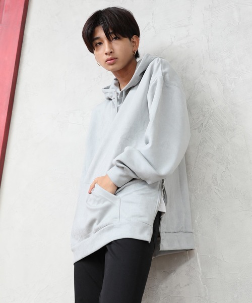 ALWAYS GOOD TIME（オルウェイズグッドタイム）の「【OVAL DICE/オーバルダイス】フェイクスウェード サイドジップ ビッグシルエット プルパーカー（パーカー・メンズ・ライトベージュ/ブラウン/グレイッシュブルー/ブラック・L/M/S/LL）」の22枚目の写真