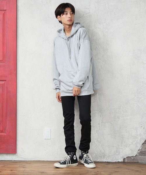 ALWAYS GOOD TIME（オルウェイズグッドタイム）の「【OVAL DICE/オーバルダイス】フェイクスウェード サイドジップ ビッグシルエット プルパーカー（パーカー・メンズ・ライトベージュ/ブラウン/グレイッシュブルー/ブラック・L/M/S/LL）」の20枚目の写真