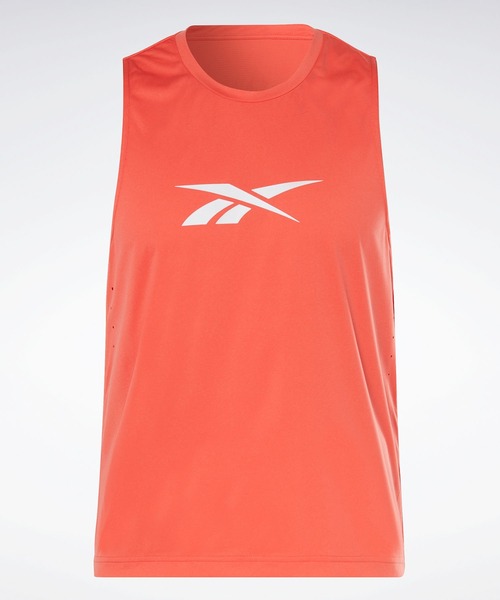 Reebok(リーボック)の「レズミルズ トレーニング コラボレーション タンクトップ / Les Mills Trainer Collaboration Tank Top(タンクトップ・メンズ・オレンジ・LARGE/X-SMALL/XX-LARGE/MEDIUM/X-LARGE/SMALL/XXX-LARGE)」の1枚目の写真
