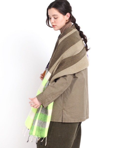 RNA-N（アールエヌエーエヌ）の「E4799 チェックストール（ストール/ショール・レディース・ブラック/ブルー/ライトイエロー/オレンジ/グリーン・FREE）」の21枚目の写真