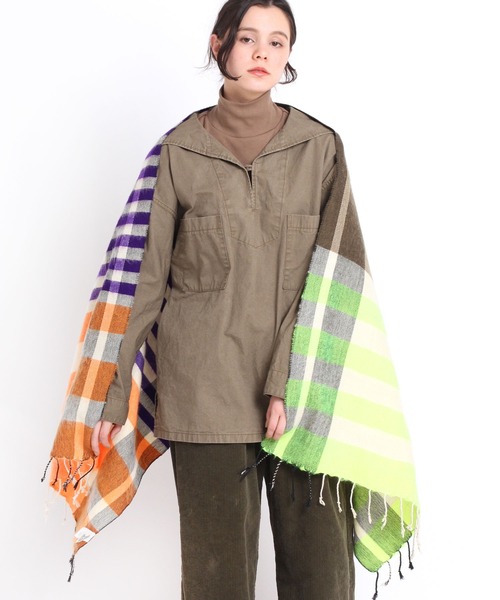 RNA-N（アールエヌエーエヌ）の「E4799 チェックストール（ストール/ショール・レディース・ブラック/ブルー/ライトイエロー/オレンジ/グリーン・FREE）」の12枚目の写真