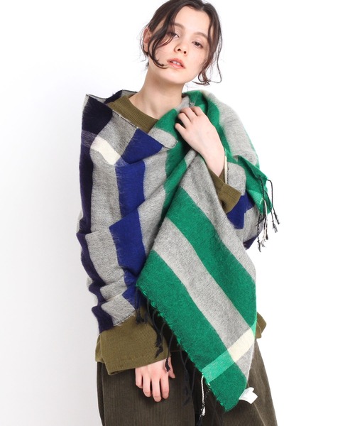 RNA-N（アールエヌエーエヌ）の「E4799 チェックストール（ストール/ショール・レディース・ブラック/ブルー/ライトイエロー/オレンジ/グリーン・FREE）」の9枚目の写真