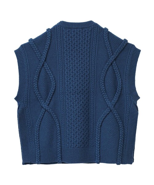 CLANE◆3D CABLE SLIT KNIT VEST/3Dケーブルスリットニットベスト/1/ウール/11106-1082 CLANE（クラネ）の「【CLANE(クラネ)】3Dケーブルスリットニット