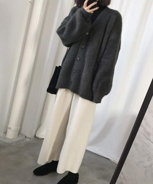 c.u.l(シーユーエル)の「【c.u.l:w】シャギールーズカーディガン culw108(カーディガン/ボレロ・レディース・グリーン/ライトベージュ/ブラック/グレー・FREE)」の9枚目の写真