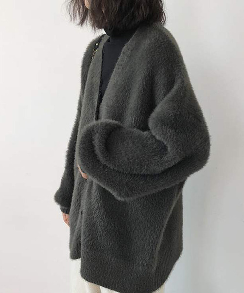 c.u.l(シーユーエル)の「【c.u.l:w】シャギールーズカーディガン culw108(カーディガン/ボレロ・レディース・グリーン/ライトベージュ/ブラック/グレー・FREE)」の11枚目の写真