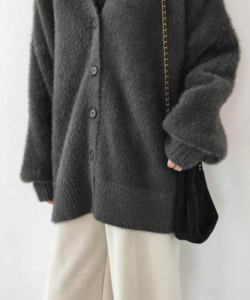 c.u.l(シーユーエル)の「【c.u.l:w】シャギールーズカーディガン culw108(カーディガン/ボレロ・レディース・グリーン/ライトベージュ/ブラック/グレー・FREE)」の13枚目の写真