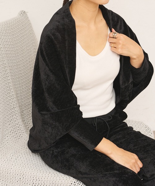 BONbazaar（ボンバザール）の「★OT★ベロアストレッチカーディガン（カーディガン/ボレロ・レディース・ブラック/グレー・FREE）」の7枚目の写真