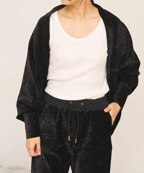 BONbazaar（ボンバザール）の「★OT★ベロアストレッチカーディガン（カーディガン/ボレロ・レディース・ブラック/グレー・FREE）」の8枚目の写真