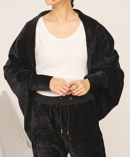 BONbazaar（ボンバザール）の「★OT★ベロアストレッチカーディガン（カーディガン/ボレロ・レディース・ブラック/グレー・FREE）」の9枚目の写真