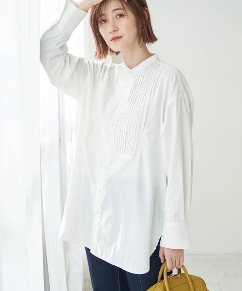 ROPE' PICNIC（ロペピクニック）の「スタンドカラーピンタックチュニックシャツ（シャツ/ブラウス・レディース・ブラック/オフホワイト/イエロー系その他・38）」の2枚目の写真