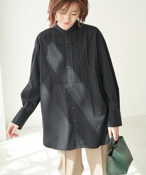 ROPE' PICNIC（ロペピクニック）の「スタンドカラーピンタックチュニックシャツ（シャツ/ブラウス・レディース・ブラック/オフホワイト/イエロー系その他・38）」の3枚目の写真