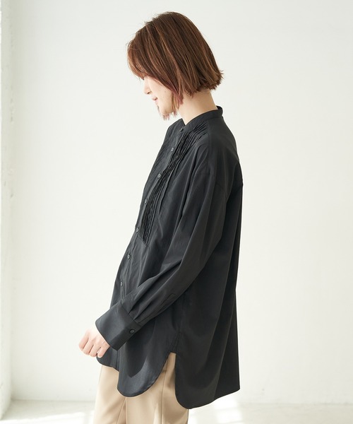 ROPE' PICNIC（ロペピクニック）の「スタンドカラーピンタックチュニックシャツ（シャツ/ブラウス・レディース・ブラック/オフホワイト/イエロー系その他・38）」の4枚目の写真