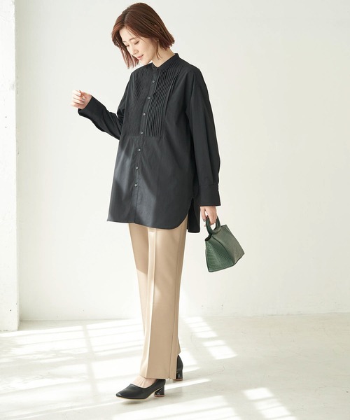 ROPE' PICNIC（ロペピクニック）の「スタンドカラーピンタックチュニックシャツ（シャツ/ブラウス・レディース・ブラック/オフホワイト/イエロー系その他・38）」の14枚目の写真