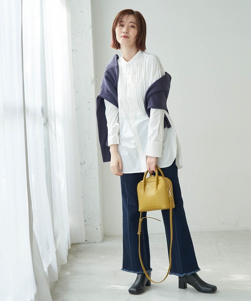 ROPE' PICNIC（ロペピクニック）の「スタンドカラーピンタックチュニックシャツ（シャツ/ブラウス・レディース・ブラック/オフホワイト/イエロー系その他・38）」の15枚目の写真