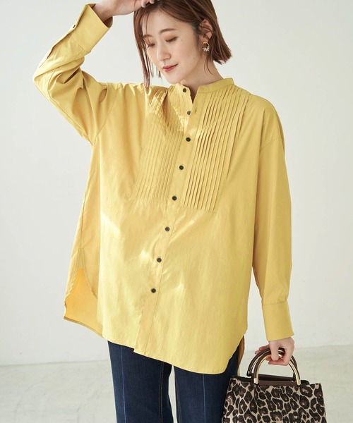 ROPE' PICNIC（ロペピクニック）の「スタンドカラーピンタックチュニックシャツ（シャツ/ブラウス・レディース・ブラック/オフホワイト/イエロー系その他・38）」の16枚目の写真
