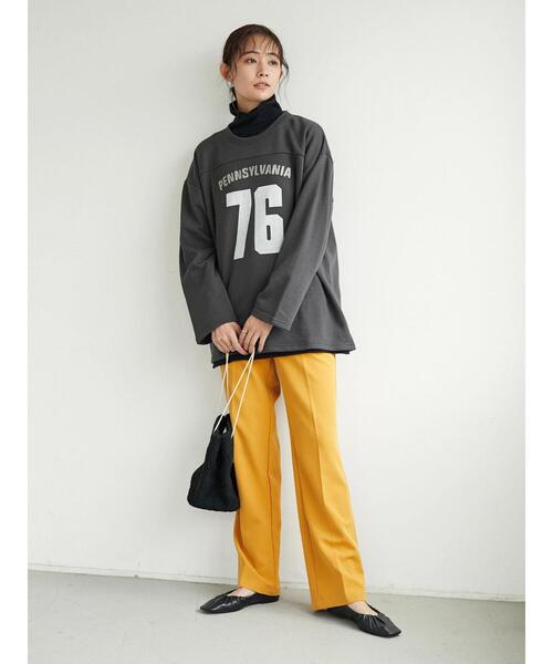 SEVENDAYS=SUNDAY（セブンデイズサンデイ）の「裏毛刺繍フットボールTEE　＊（スウェット・レディース・チャコールグレー/グリーン/バーガンディー・M/L）」の8枚目の写真