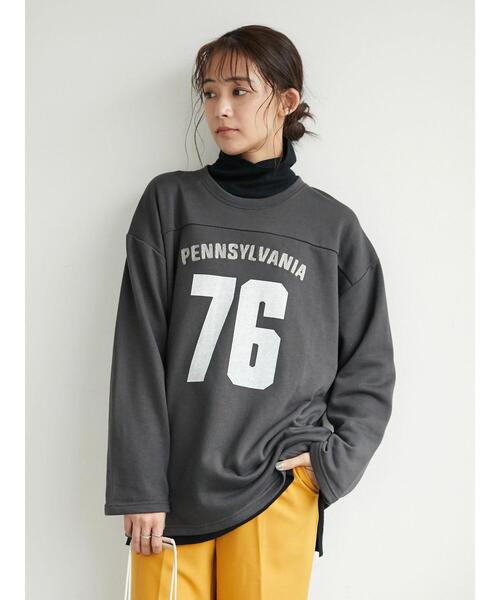 SEVENDAYS=SUNDAY（セブンデイズサンデイ）の「裏毛刺繍フットボールTEE　＊（スウェット・レディース・チャコールグレー/グリーン/バーガンディー・M/L）」の9枚目の写真