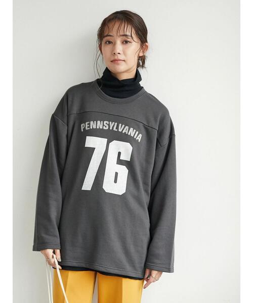 SEVENDAYS=SUNDAY（セブンデイズサンデイ）の「裏毛刺繍フットボールTEE　＊（スウェット・レディース・チャコールグレー/グリーン/バーガンディー・M/L）」の10枚目の写真